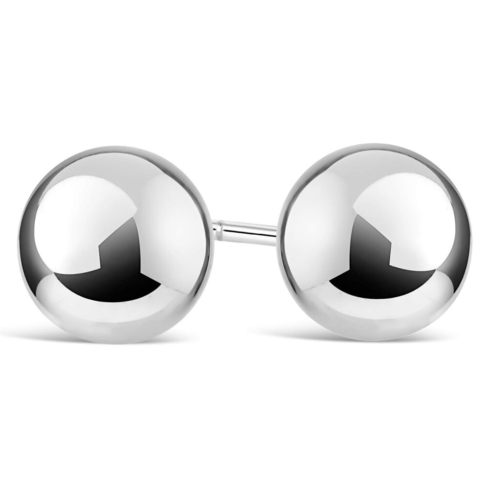 Silver 8mm ball stud earrings image number 2