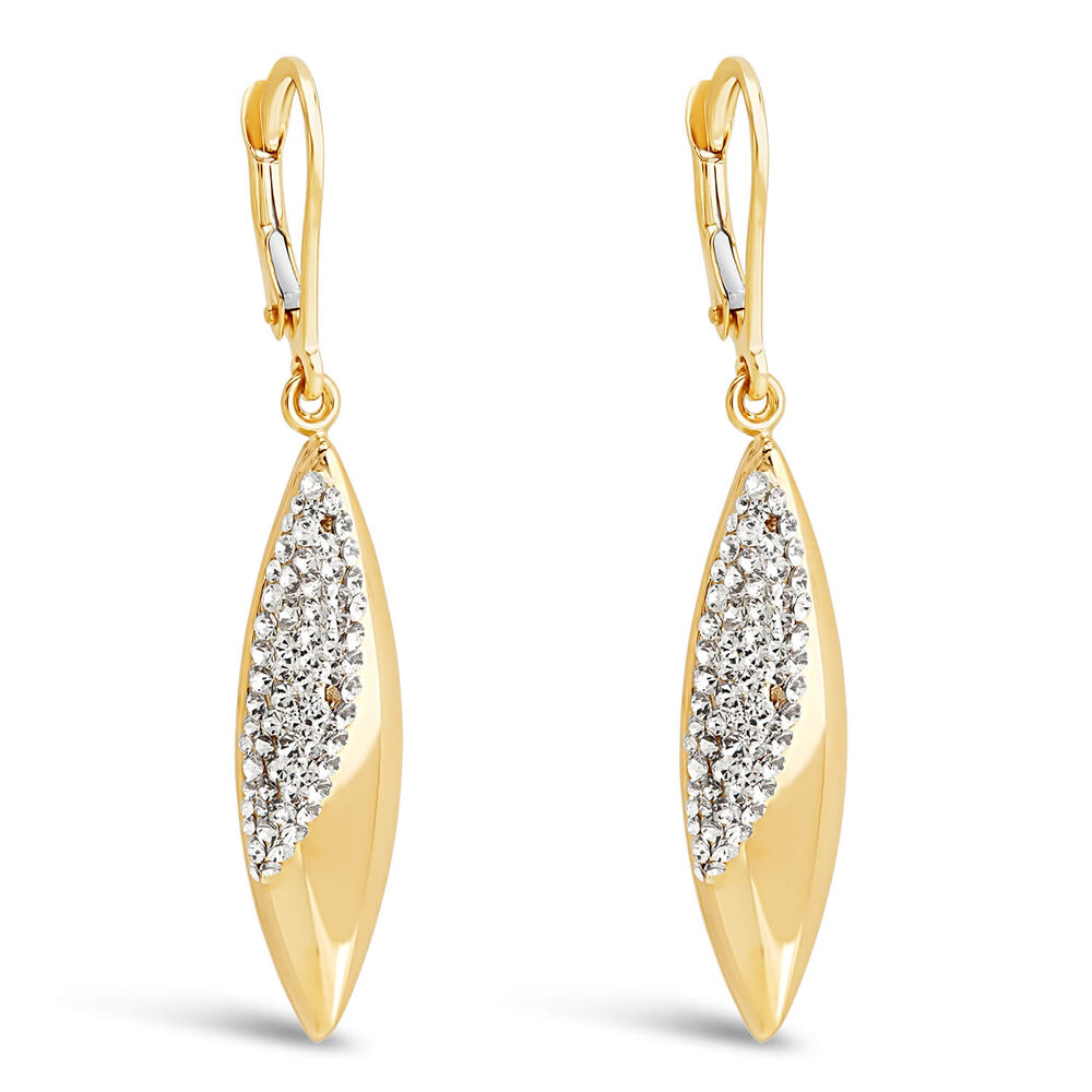 9ct 2 Colour Gold Pave Cubic Zirconia Bomb Drop Earrings image number 0