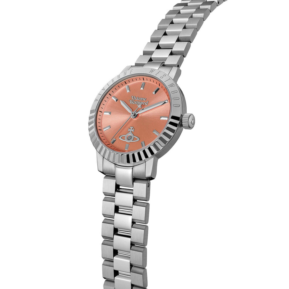 Vivienne Westwood Dulwich 34mm Coral Pink Dial Steel Bracelet Watch image number 1