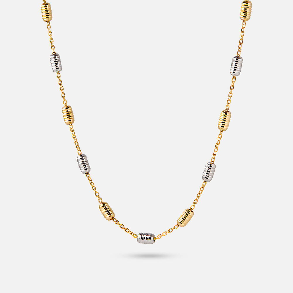 9ct Yellow & White Gold D-Cut Barrel Charms Necklet