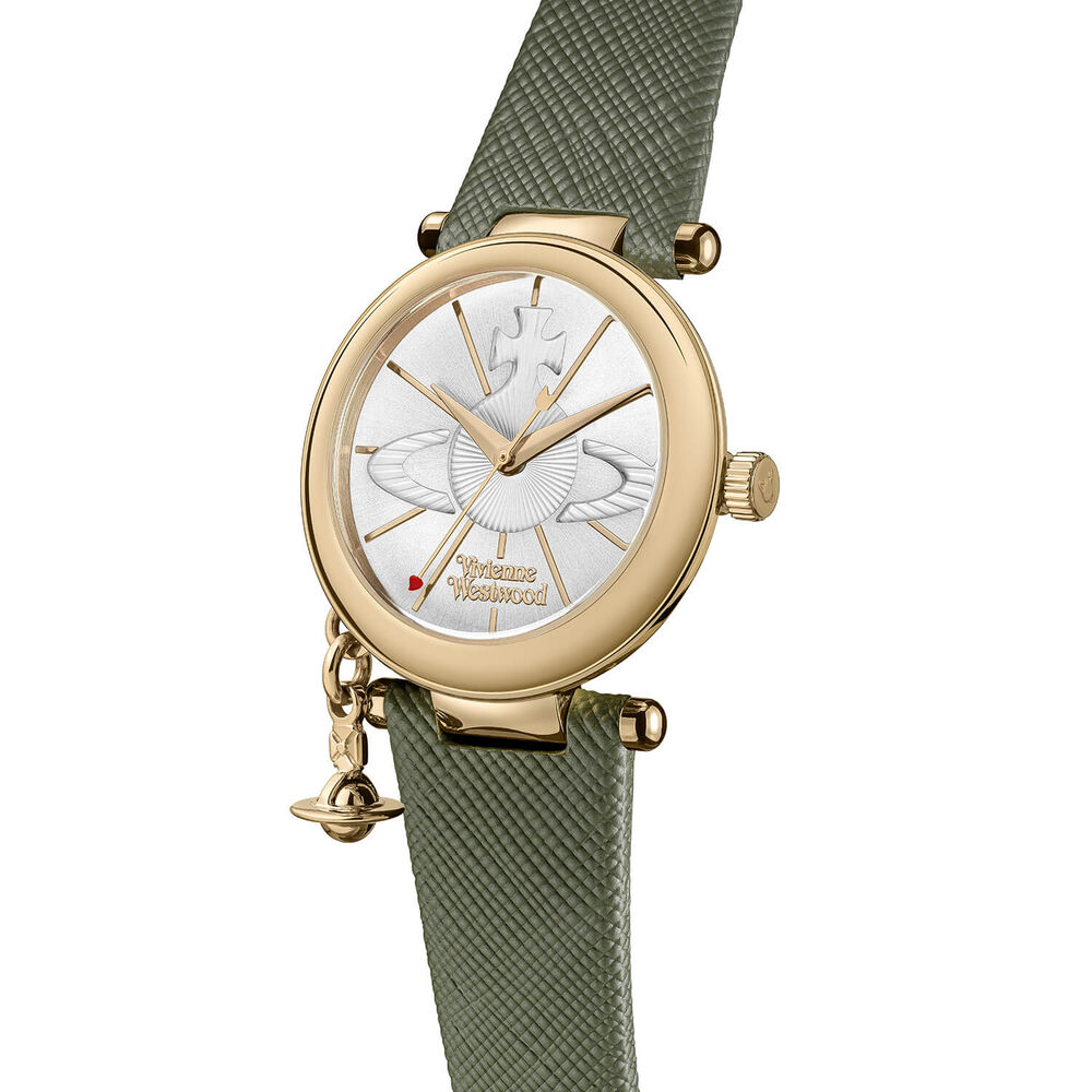 Vivienne Westwood Orb Pop 32mm Silver Dial Green Strap Watch image number 1