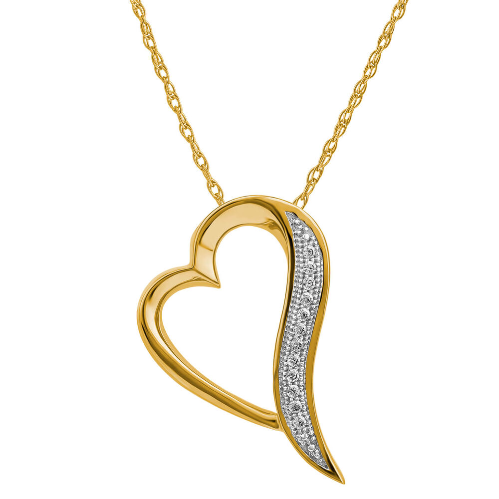 9ct Yellow Gold 0.04 Carat Diamond Set Heart Pendant