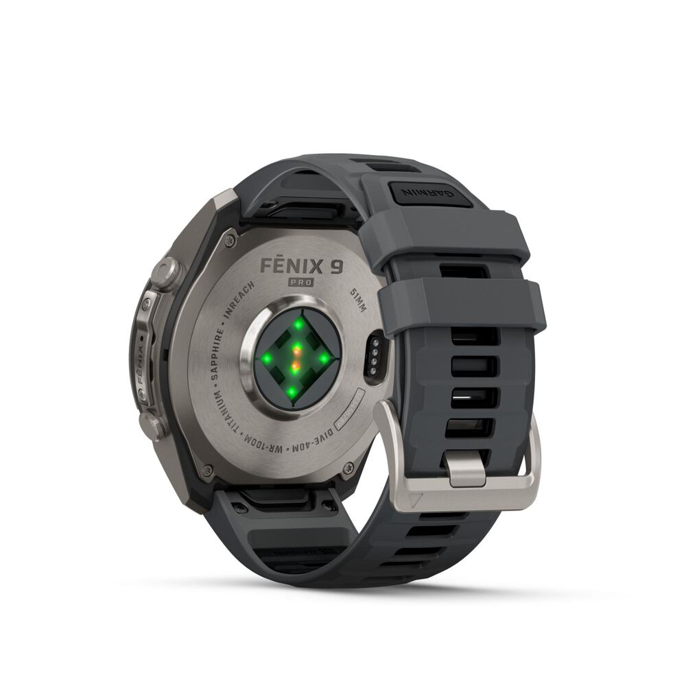 Garmin fenix 9 Pro 51mm Titanium Graphite/Black Silicone Strap Watch