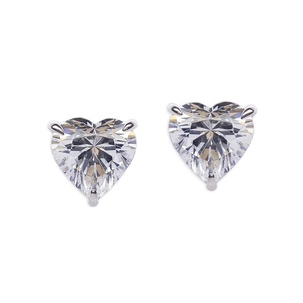 CARAT* London 9ct White Gold Heart Shape Stud Earrings