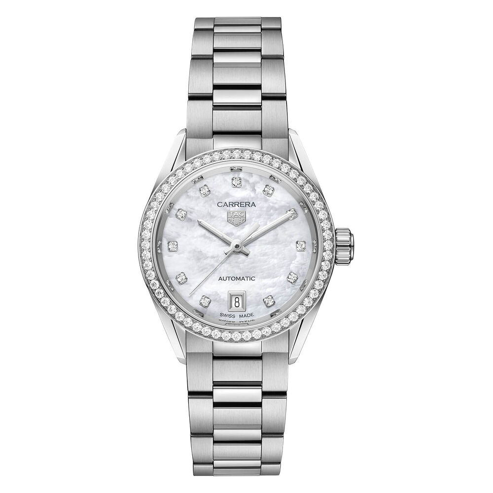 TAG Heuer Carrera Date 29mm Mother of Pearl Dial Stainless Steel Bracelet Watch image number 0