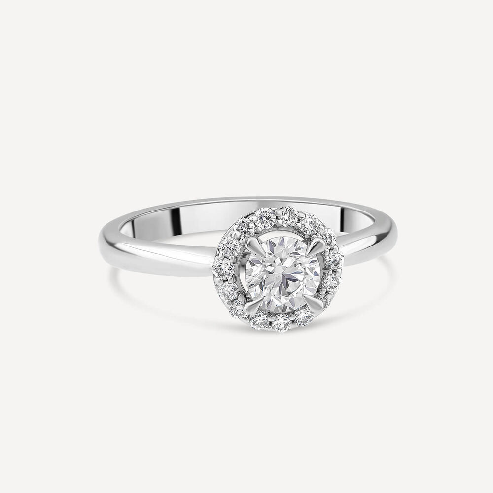Platinum 0.55ct Round Diamond Halo Ring