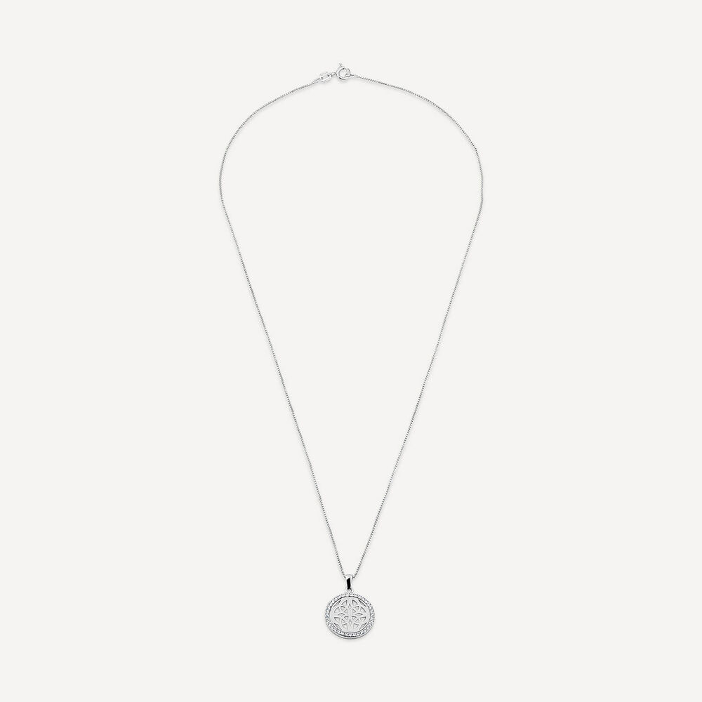 Silver Cubic Zirconia Celtic Knot Round Pendant image number 2