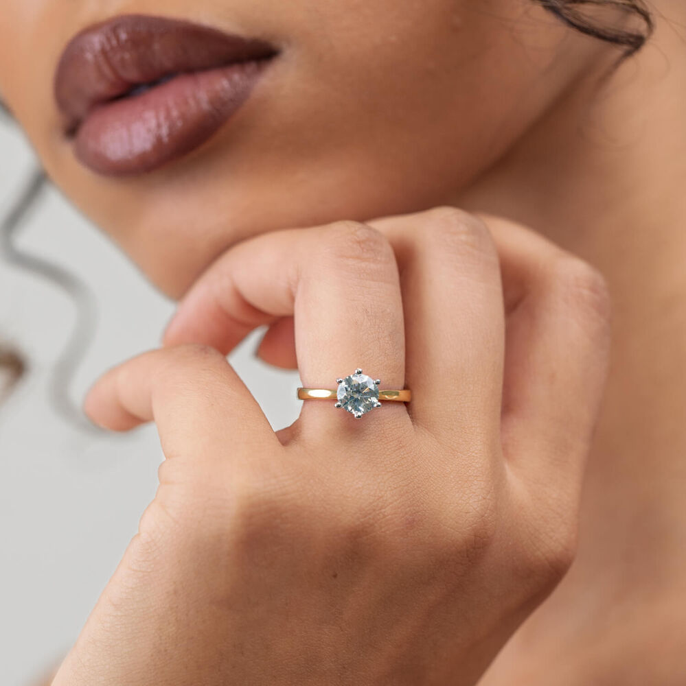 Born 18ct Yellow Gold 1.50ct Round Lab Grown Diamond 6 Claw Set Solitaire Ring