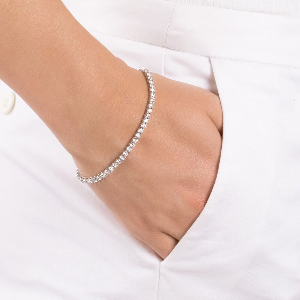9ct White Gold and Cubic Zirconia Tennis Bracelet