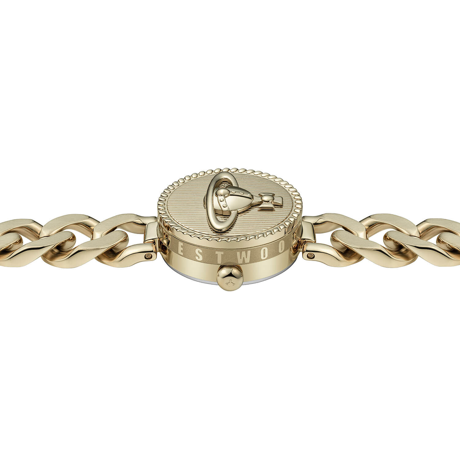 VW Orb Button 25.4mm Gold Dial Link Chain Bracelet Watch