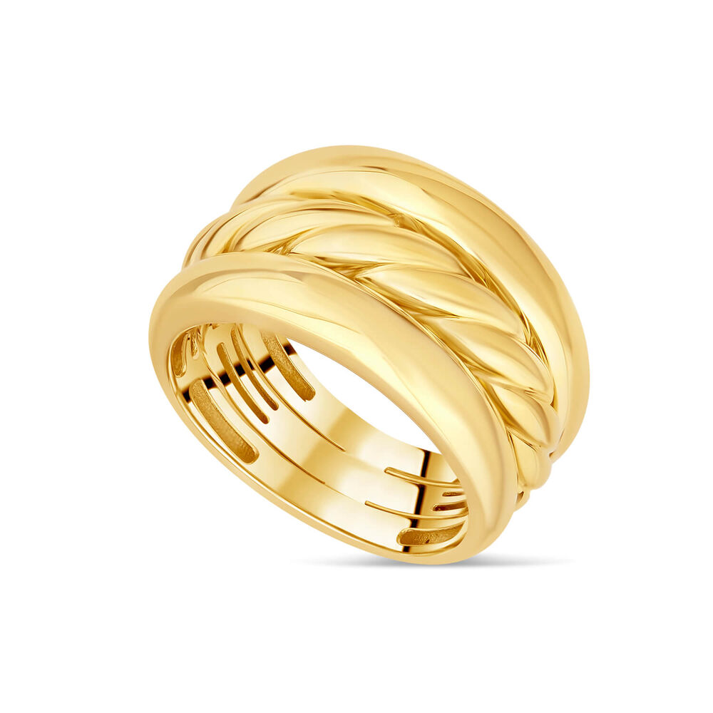9ct Yellow Gold Wide Plaited Centre Band Ring image number 1