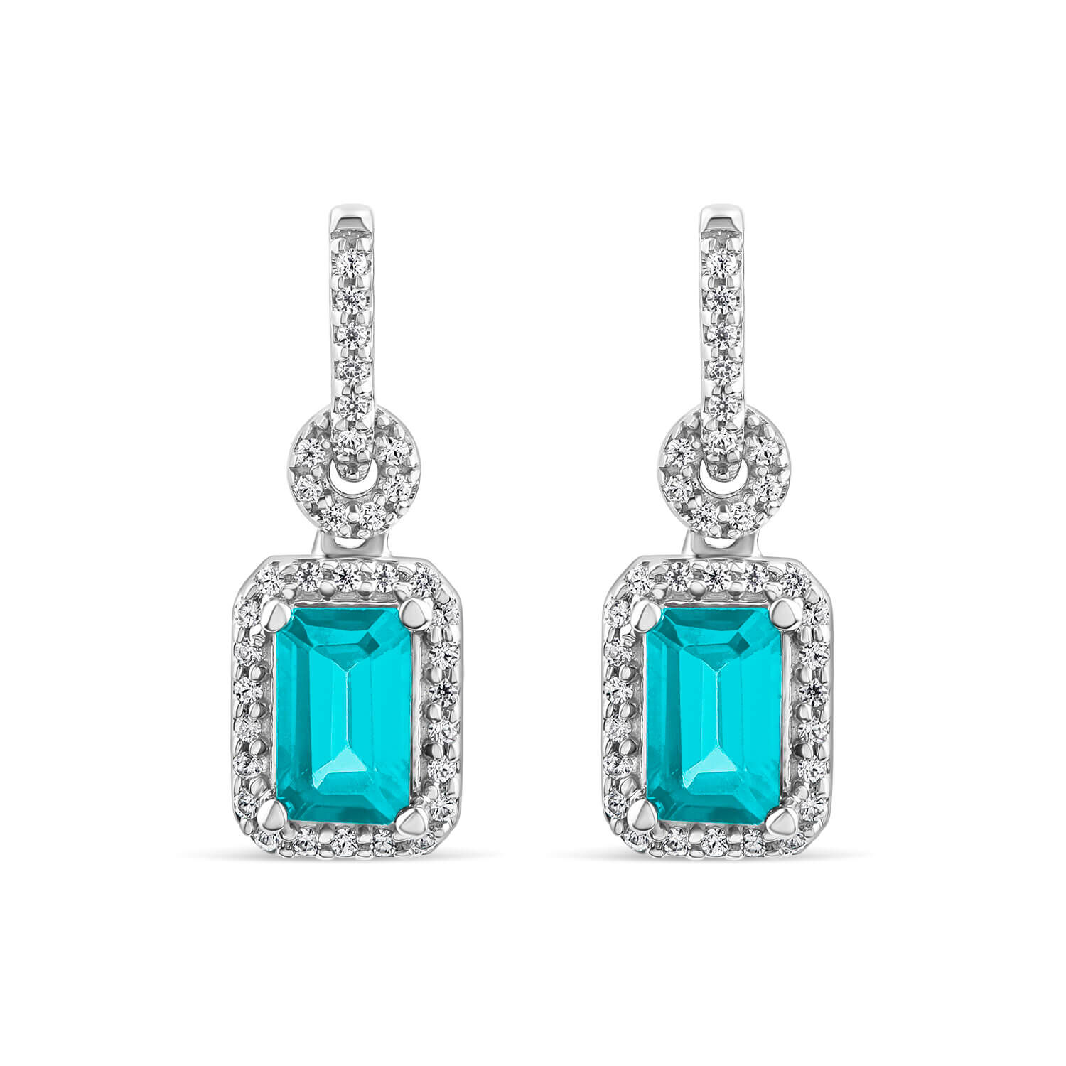 Blue topaz and diamond drop earrings on sale