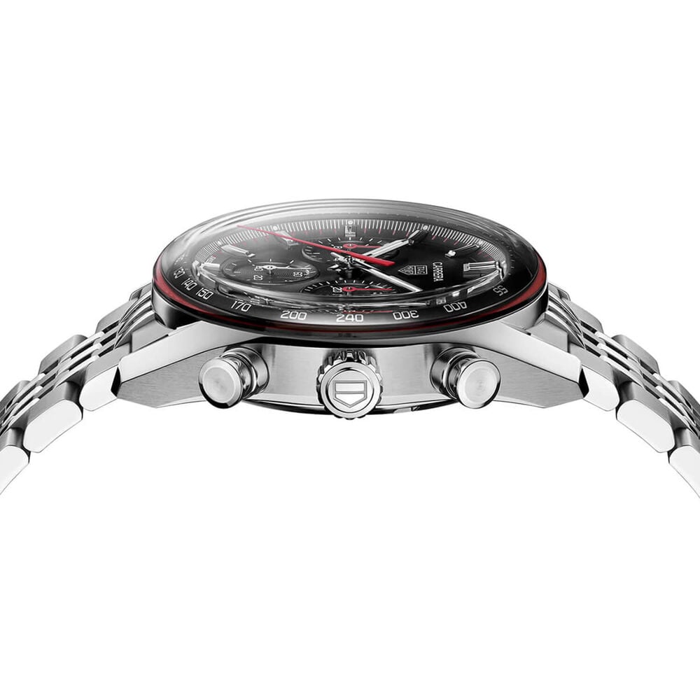 TAG Heuer Carerra Chronograph 41mm Black Dial Steel Bracelet Watch image number 2