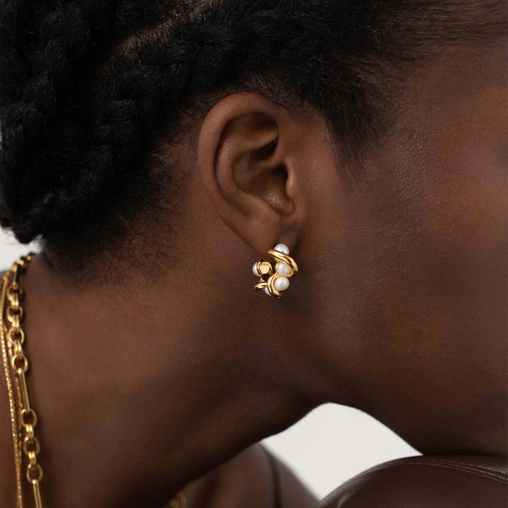 Missoma 18ct Gold Plated Brass Molten Pearl Twisted Mini Double Hoop Earrings
