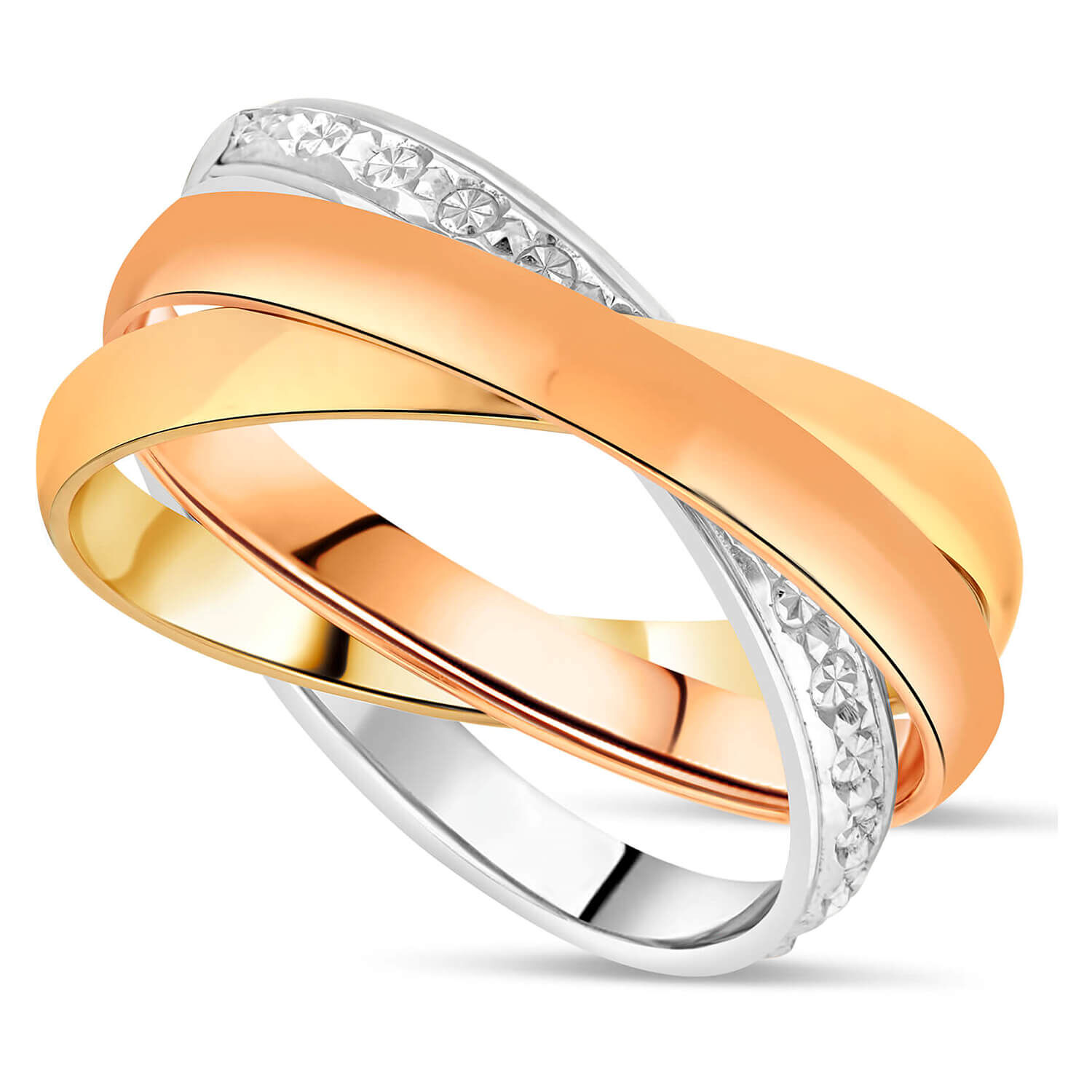 Tri Colour Steel Russian Wedding Ring | Stainless Steel Rings | Suay Design