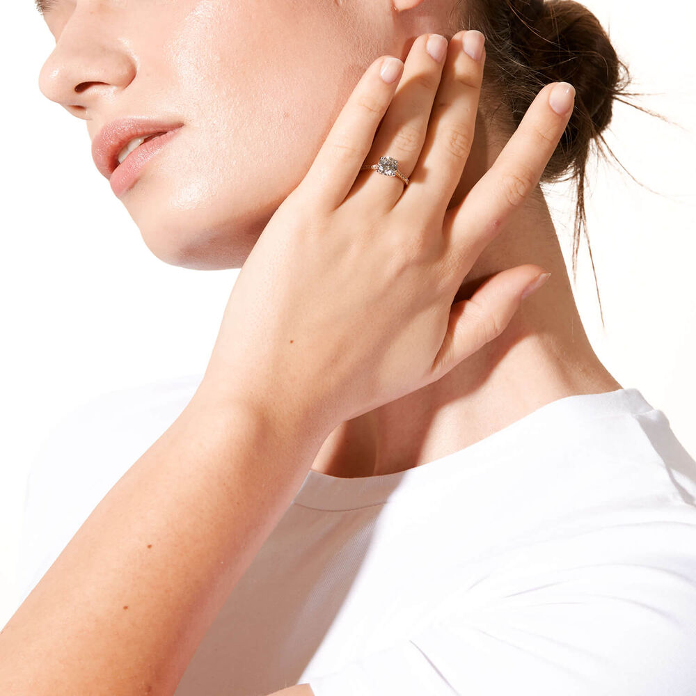 Born Yellow Gold Lab Grown 1.70ct Round Brilliant Solitaire & Diamond Sides Ring image number 6