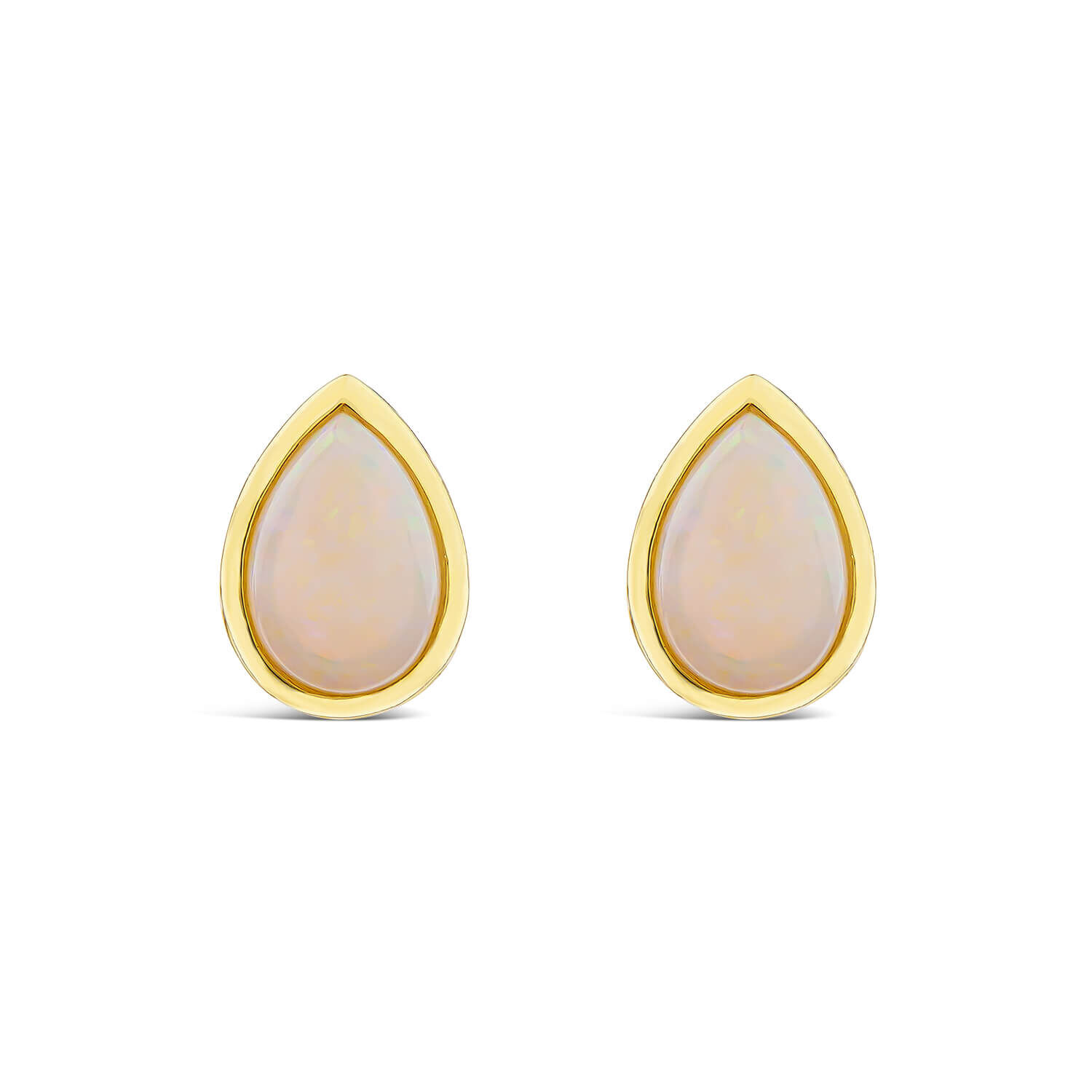 9ct Yellow Gold Teardrop Opal Gold Frame Stud Earrings at Fraser Hart