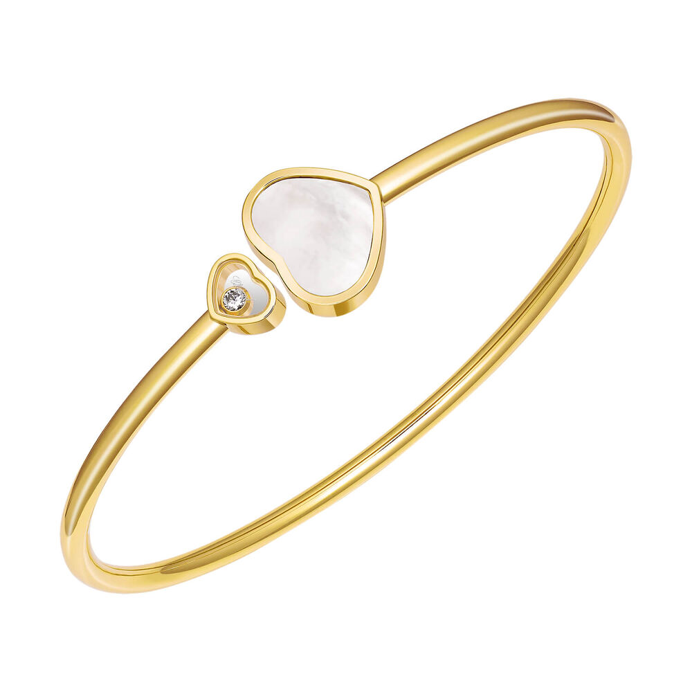 Chopard Happy Hearts Mother of Pearl Heart 0.05ct Diamond 18ct Yellow Gold Bangle