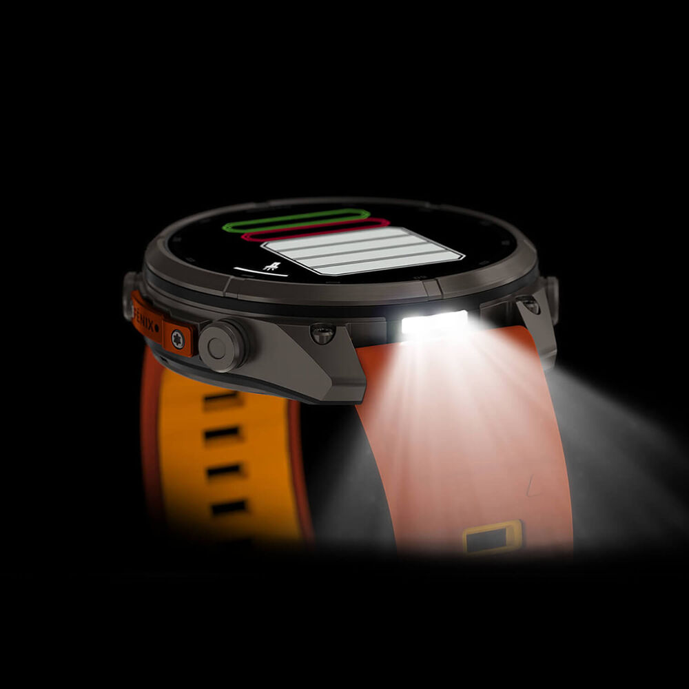 Garmin fenix 9 Pro 47mm Titanium Autumn Orange/Spark Orange Silicone Strap Watch