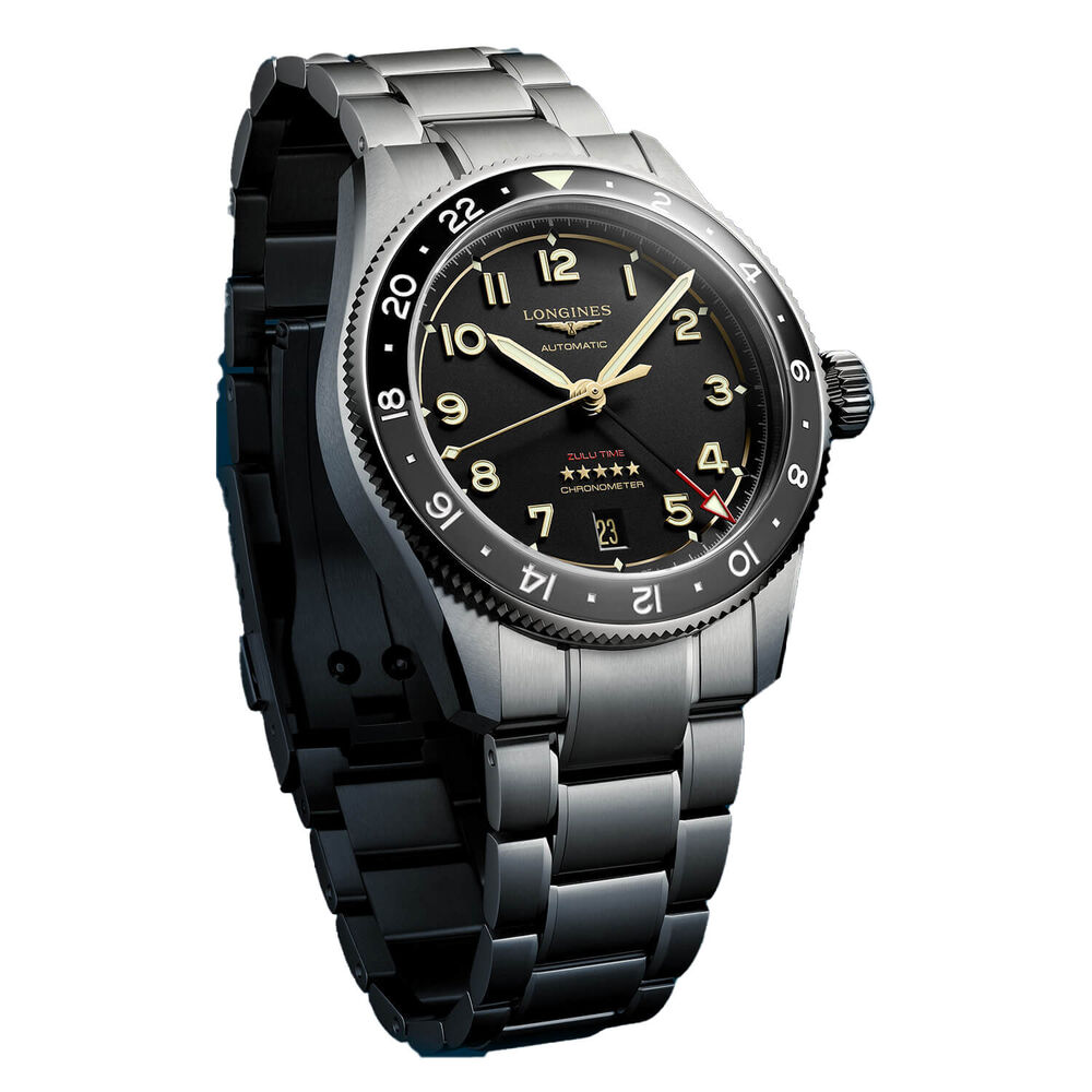 Longines Spirit Zulu Time 39mm Anthracite Dial Ceramic Bezel Titanium Bracelet Watch image number 7