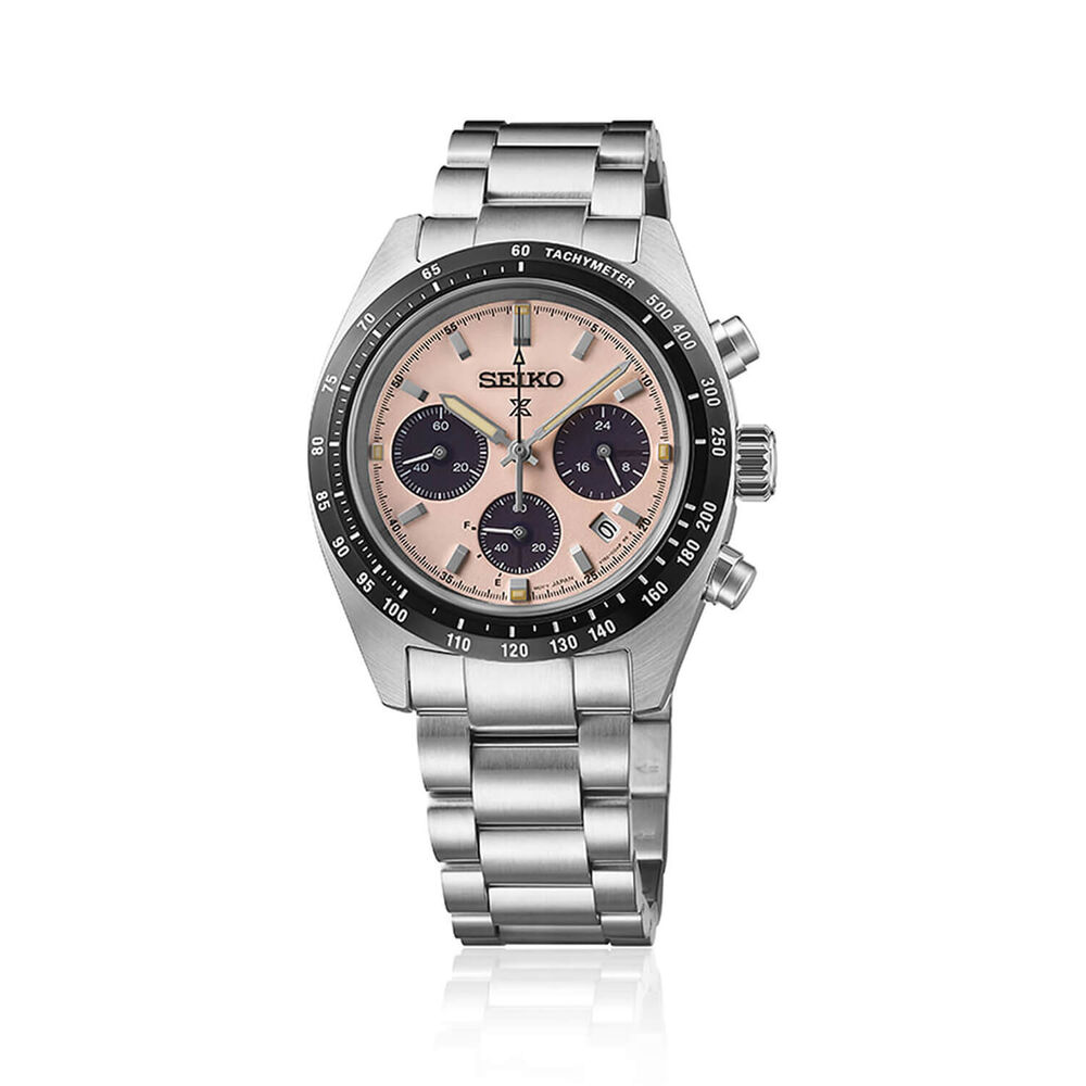 Seiko Prospex Speedtimer &lsquo;Youngtimer&rsquo; Pale Pink 39mm Steel Bracelet Watch