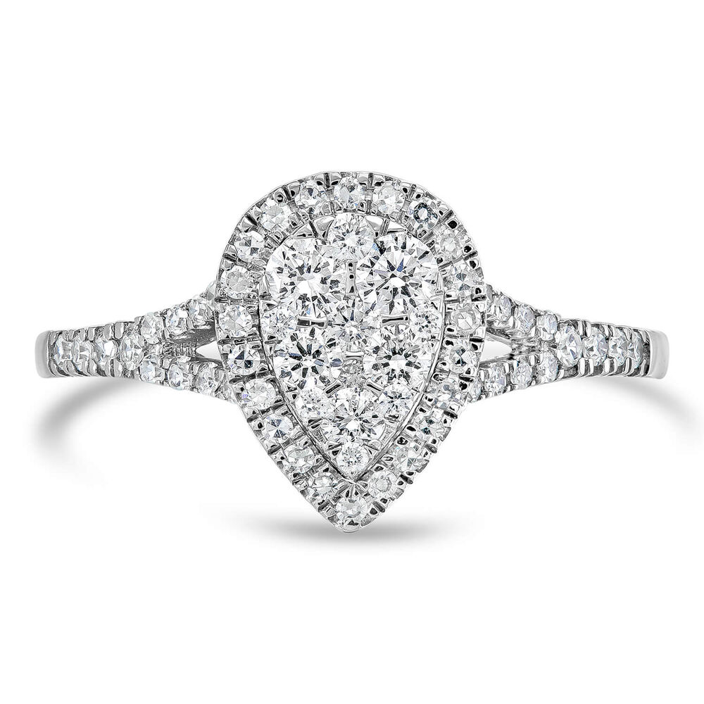 Platinum 0.50ct Diamond Pear Cluster Split Shoulders Ring