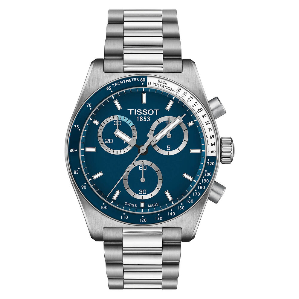 Tissot PR516 Chronograph 40mm Blue Dial Steel Bracelet Watch