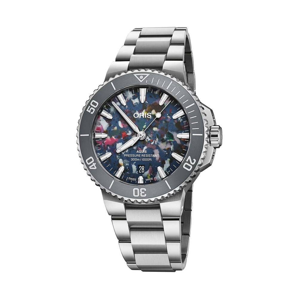 Oris Aquis Date Upcycle 41.5mm Multi Colour Dial Stainless Steel Bracelet Watch image number 0