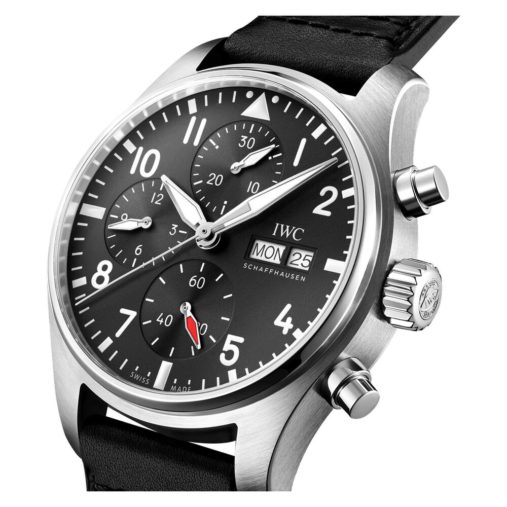 IWC Schaffhausen Pilot's Chronograph 41 Black Dial&Strap Watch image number 2