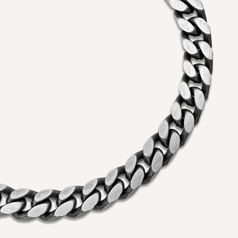 Sterling Silver Oxidised Curved Link Bracelet image number 1
