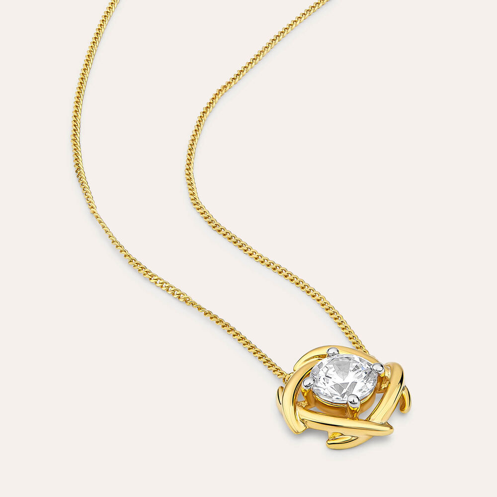 9ct Yellow Gold 1.00ct Lab Grown Diamond Entwined Love Knot Pendant