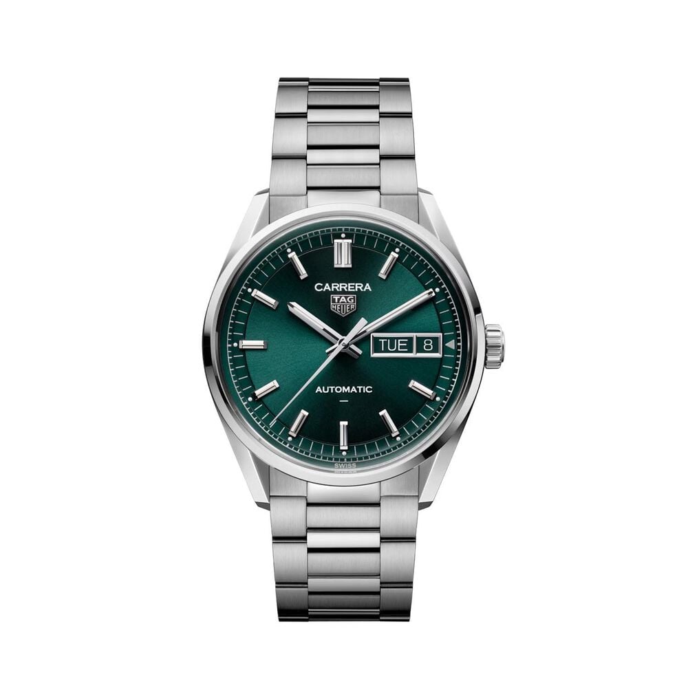 TAG Heuer Carrera Day-Date 41mm Green Dial Steel Bracelet Watch