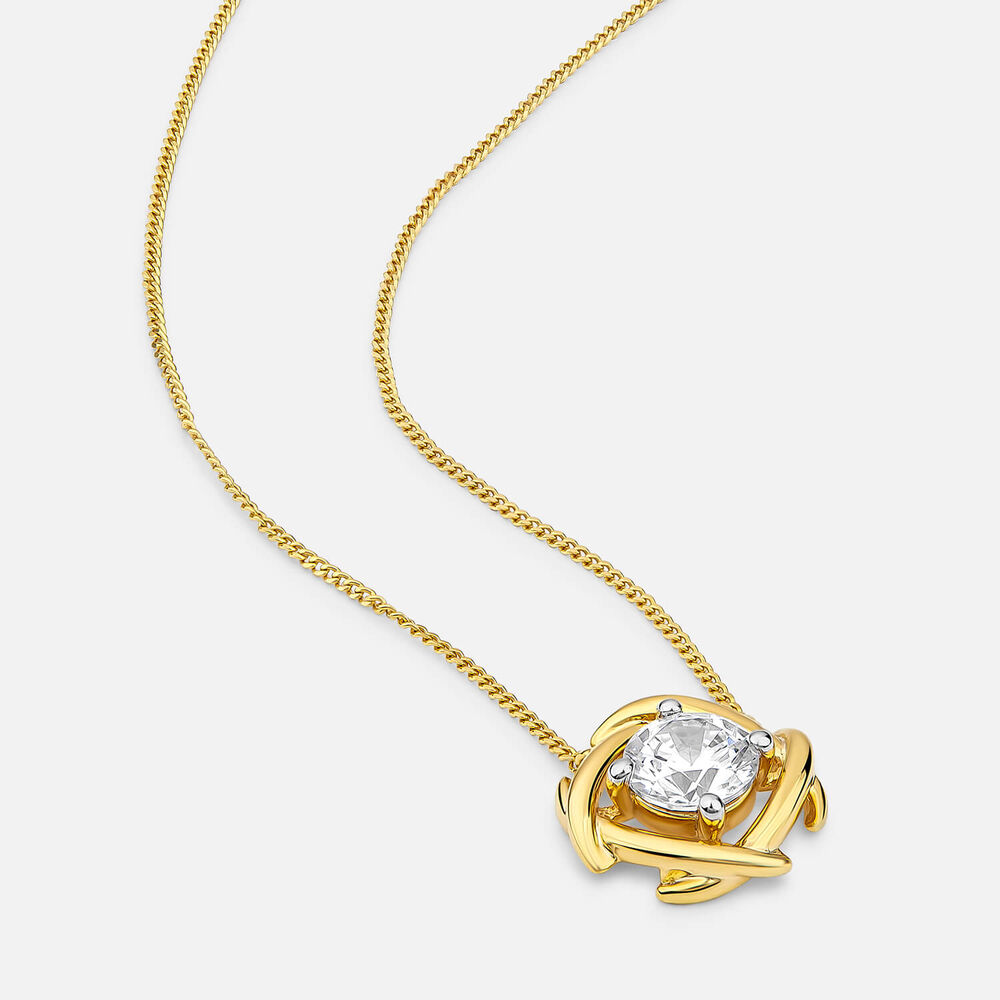 9ct Yellow Gold 1.00ct Lab Grown Diamond Entwined Love Knot Pendant