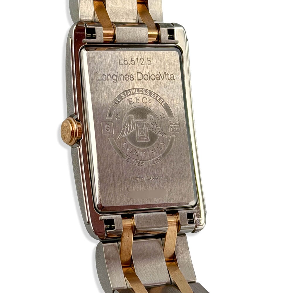 Pre-Owned Longines Elegance DolceVita 23.30x 37mm White Dial Rose Gold Detail Bracelet Watch