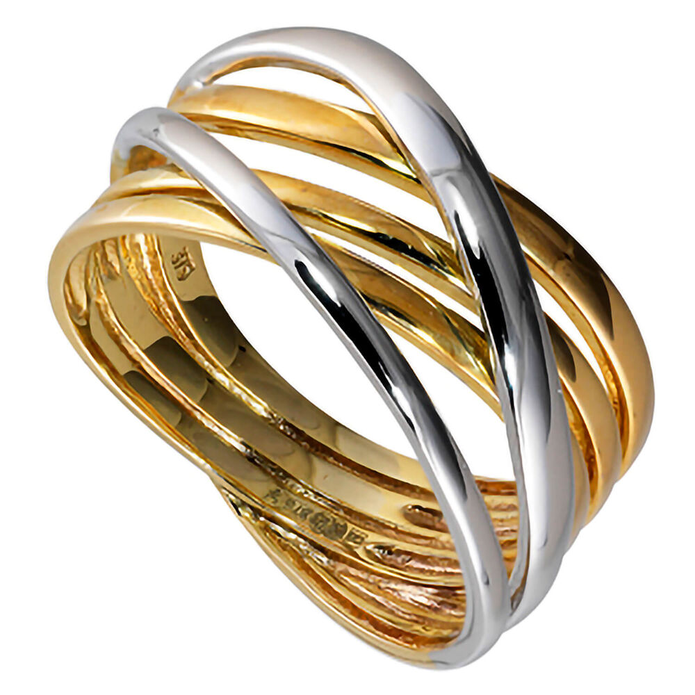 9ct two colour gold multi-strand ring