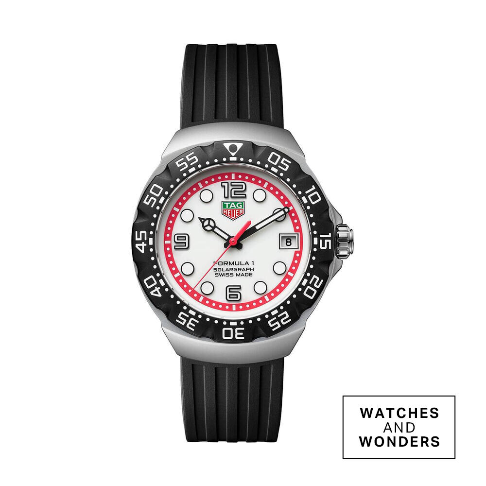 TAG Heuer Formula 1 Solargraph 38mm White Dial Black Bezel Rubber Strap Watch