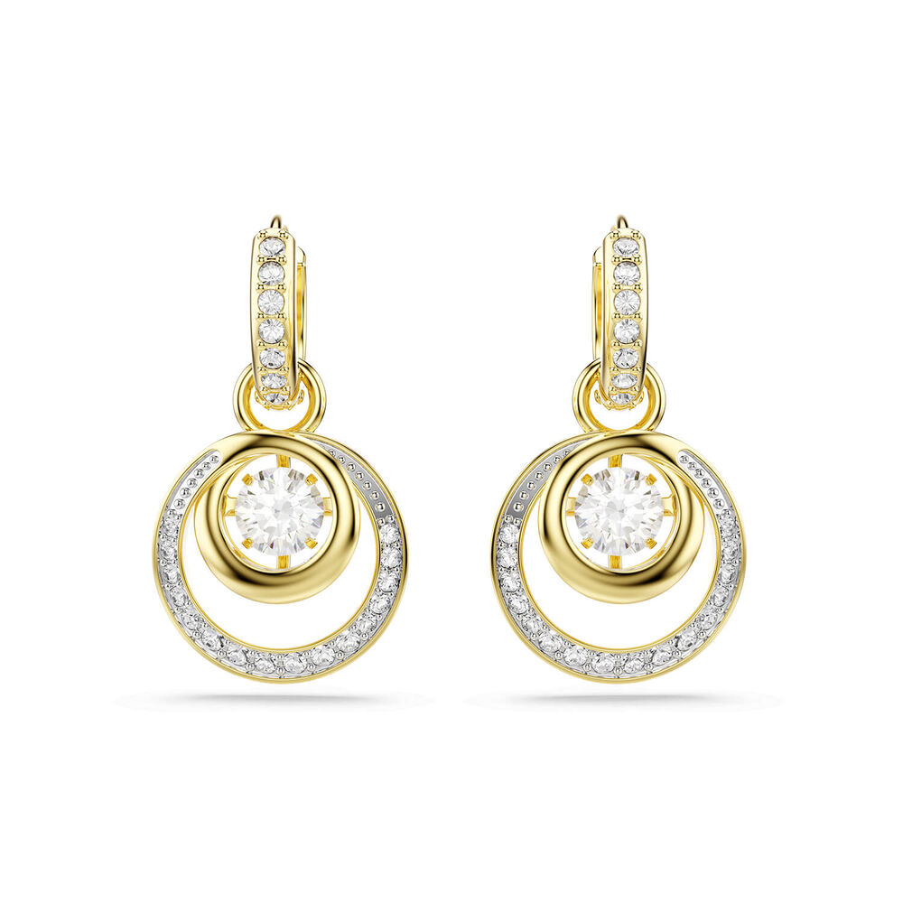 Swarovski Hyperbola Crystals & Cubic Zirconia 18ct Yellow Gold Finished Drop Earrings