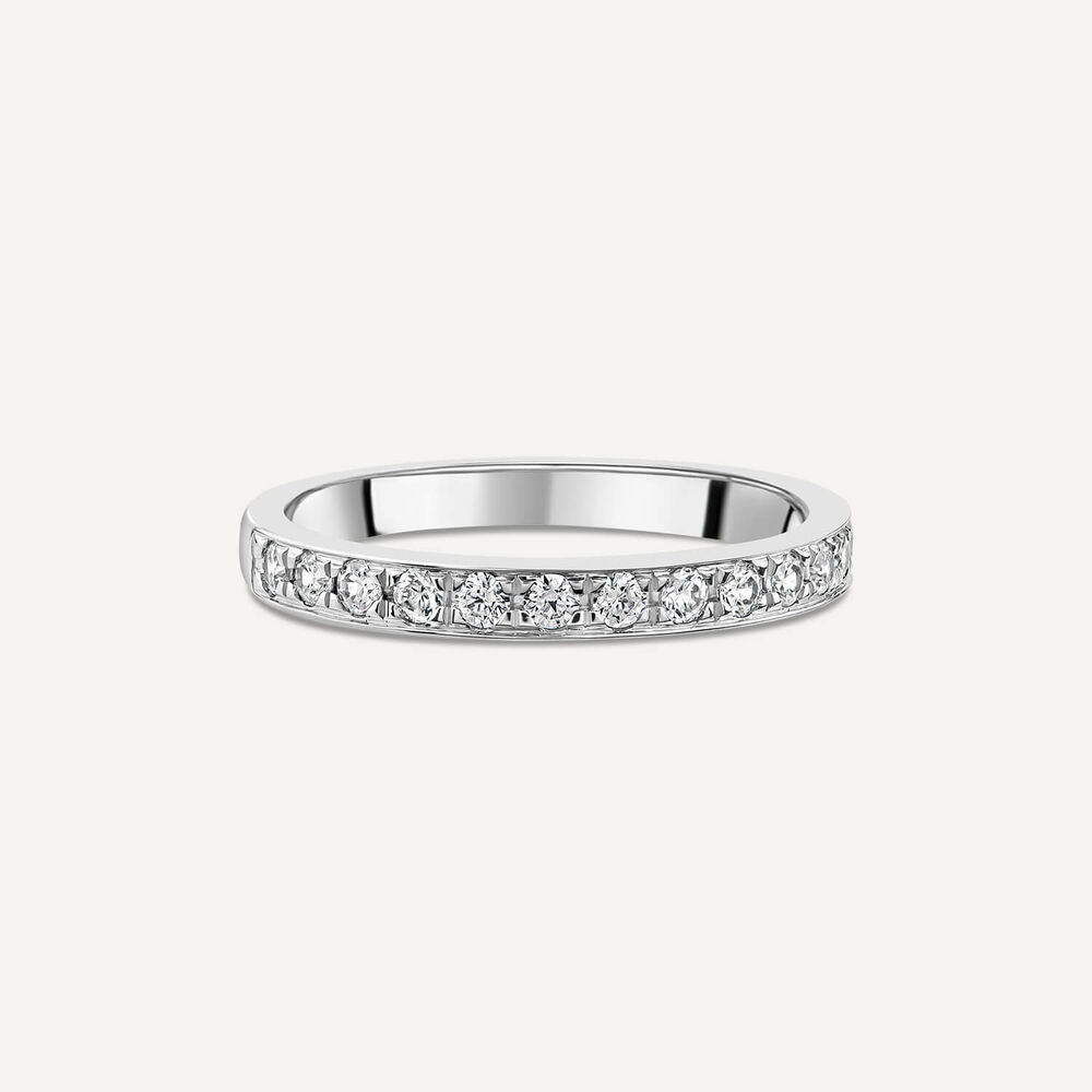 18ct White Gold 2.5mm Pave Set 0.30 Diamond Wedding Ring image number 2