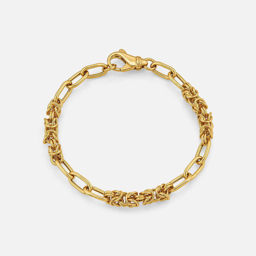 Yellow Gold Plated Sterling Silver Twist & Open Link Bracelet