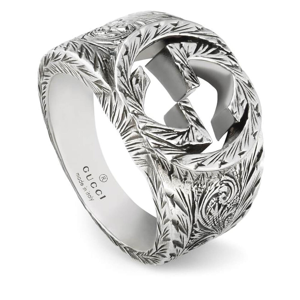 Gucci Men's Interlocking-G Silver Paisley Ring (Size 22)