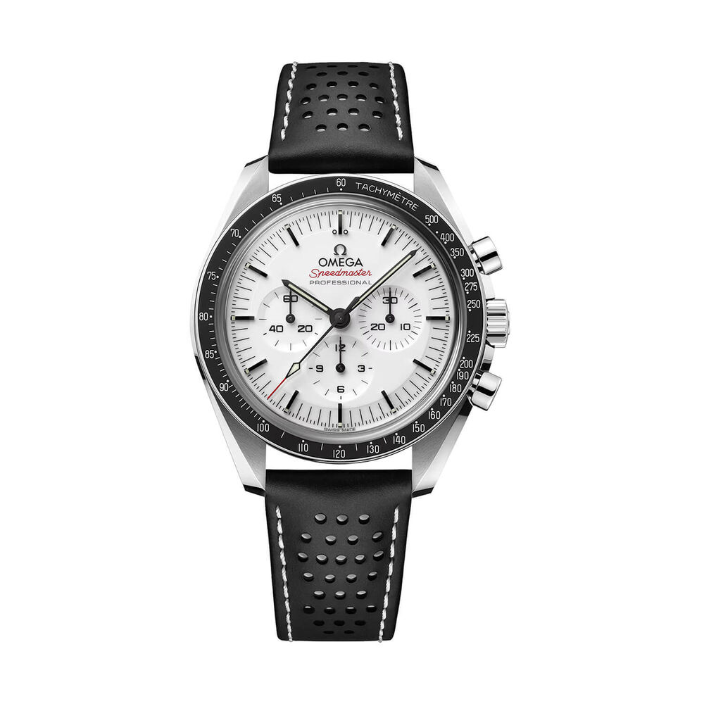 OMEGA Speedmaster Moonwatch Professional 42mm White Dial Black Leather Strap Watch