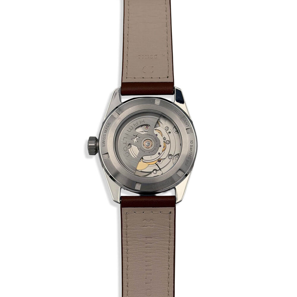 Pre-Owned Hamilton Khaki Field Expedition Auto 37mm Blue Dial Brown Strap Watch