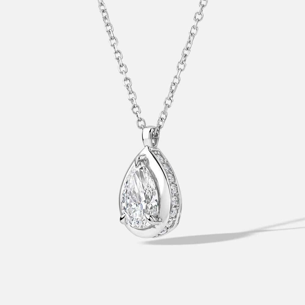 Born Orbit 9ct White Gold Lab Grown 0.82ct Oval Diamond Pendant