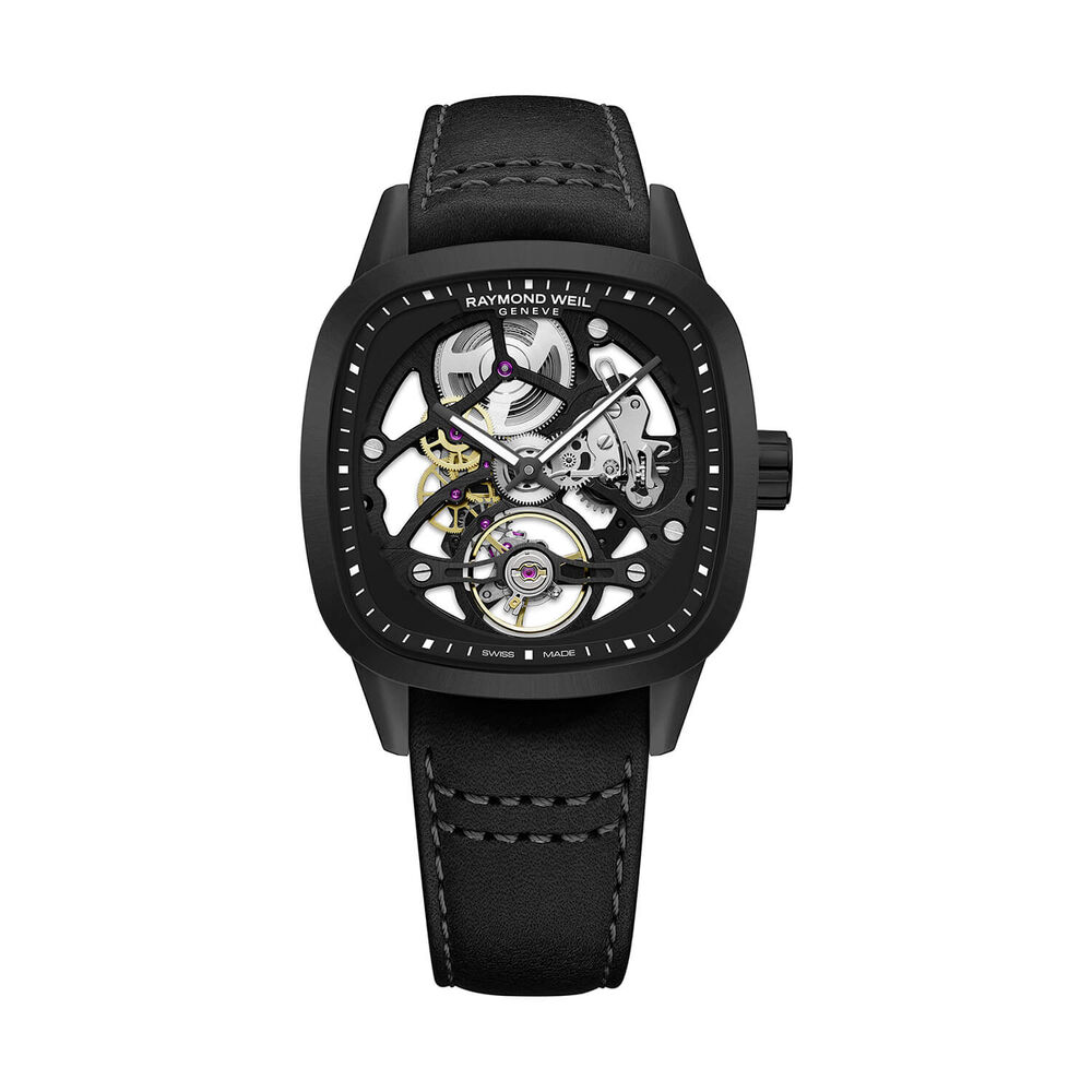 Raymond Weil Freelancer Automatic Calibre RW1212 Skeleton 40mm Cushion Dial Leather Strap Watch