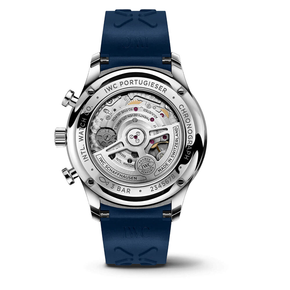 IWC Schaffhausen Portugieser Chronograph White Dial Blue Strap Watch