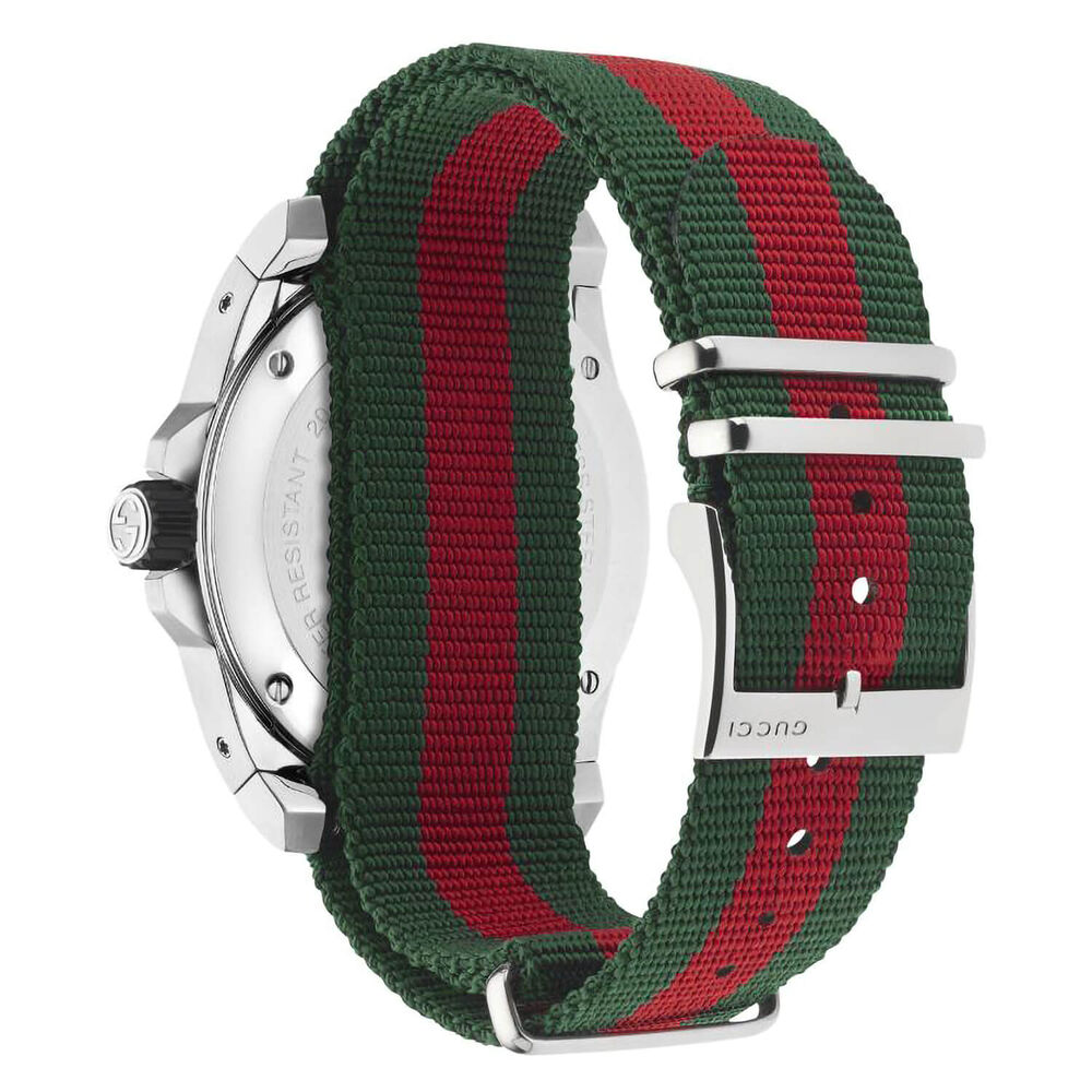 Gucci Dive 45mm Black Dial Steel Case Green&Red&Green Strap Watch image number 1
