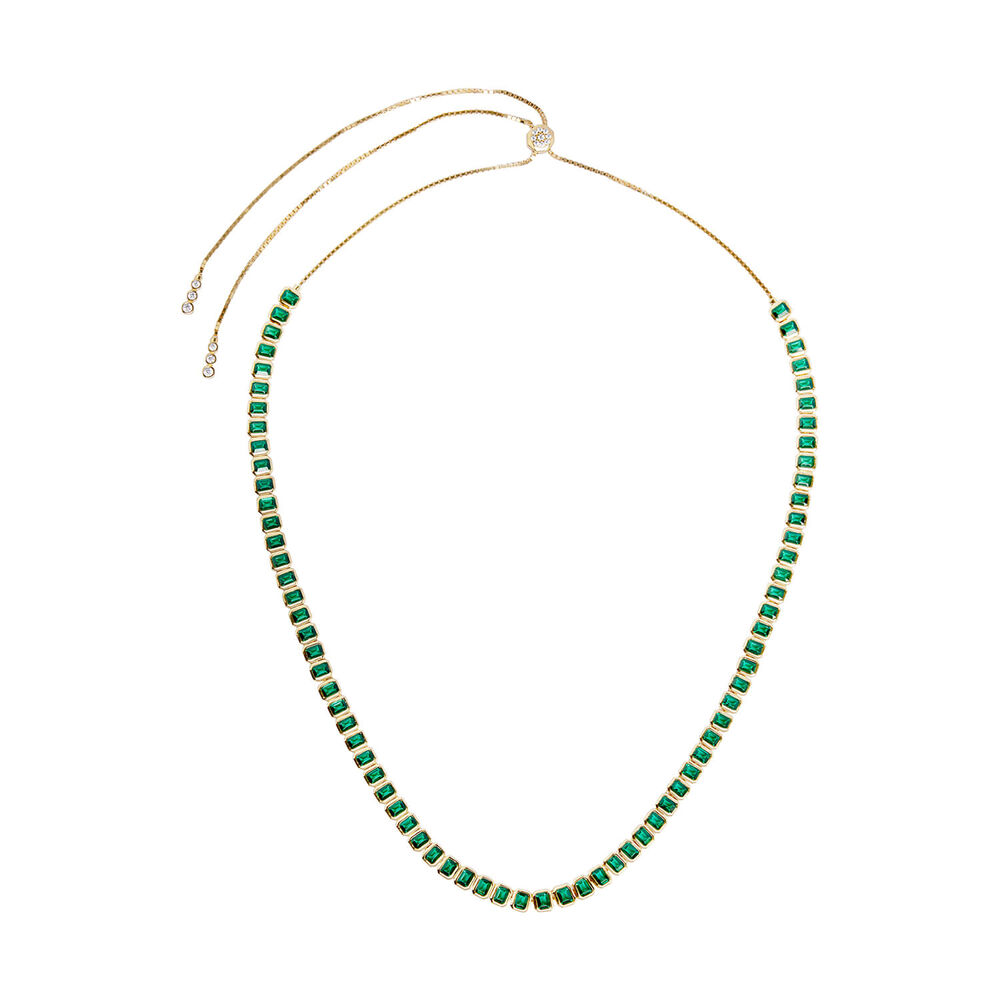 CARAT* London Cassidy Bezel Set Emerald Slider Necklace