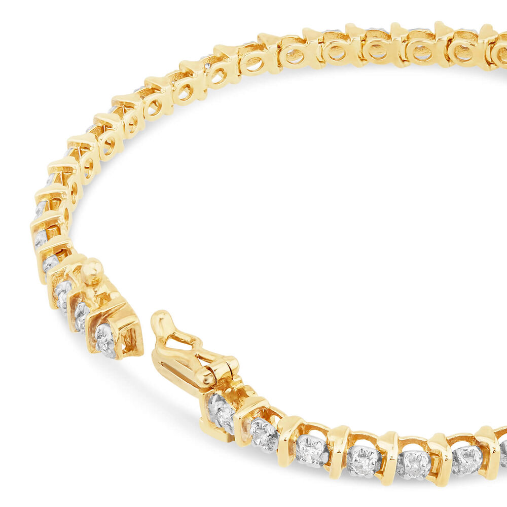 9ct gold 0.50 carat diamond tennis bracelet image number 2