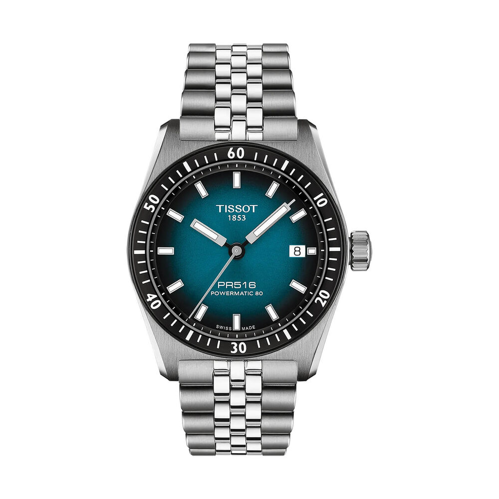 Tissot PR516 Powermatic 80 38mm Blue Dial Steel Bracelet Watch