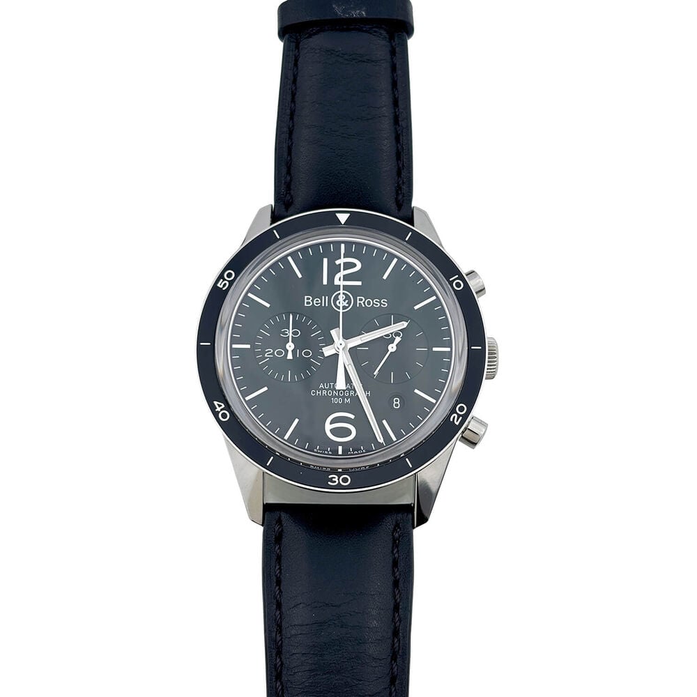 Pre-Owned Bell & Ross Vintage BR 126 Sport 43mm Black Dial Leather Strap Watch image number 0